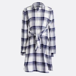 J. Crew Mercantile Women's Dress Plaid Long Sleeve Half Button Tie Waist Small